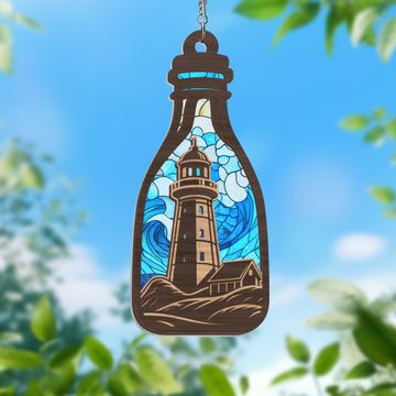 Discover Christmas Ornament, Beach Lighthouse 2 Layered Hanging Suncatcher