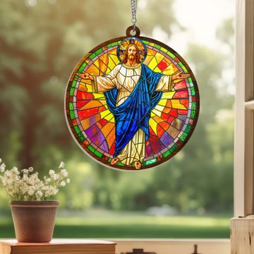 Discover Jesus with Open Arms Suncatcher Acrylic Hanging