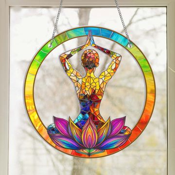 Discover Yoga Meditation Healing Suncatcher Acrylic Hanging Sign