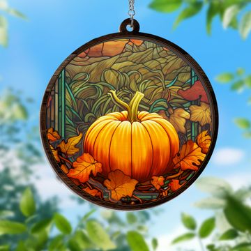 Discover Pumpkin Fall Vibes, Pumpkin Decor 2 Layered Hanging Suncatcher