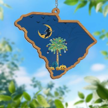 Discover South Carolina Halloween 2 Layered Hanging Suncatcher
