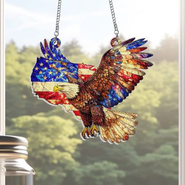 Discover American Eagle Suncatcher – Patriotic USA Flag Window Hanging