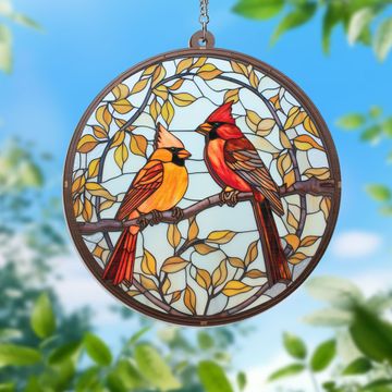Discover Cardinal 2 Layered Hanging Suncatcher