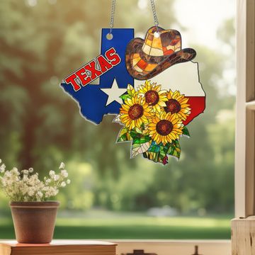 Discover Texas Sunflower Acrylic Suncatcher Hanging Sign
