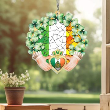 Discover Irish Claddagh Shamrock Saint Patrick's Day Irish Suncatcher Acrylic Hanging