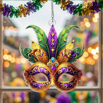 Discover Happy Mardi Gras Suncatcher, Louisiana Carnival Window Hanging Decoration