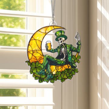 Discover St Patrick's Day Skeleton Suncatcher Acrylic Hanging Sign