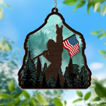 Discover Christmas Ornament, Bigfoot Sasquatch Rock On American Bigfoot 2 Layered Hanging Suncatcher