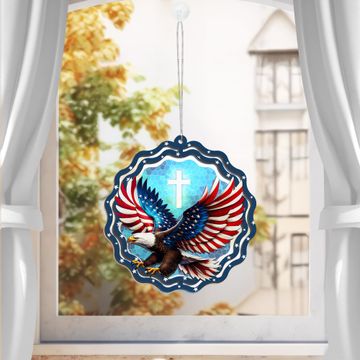 Discover God Bless America Eagle 2 Layered Hanging Suncatcher