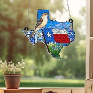 Discover Texas Northern Mockingbird Suncatcher Acrylic Hanging VTM340ASn