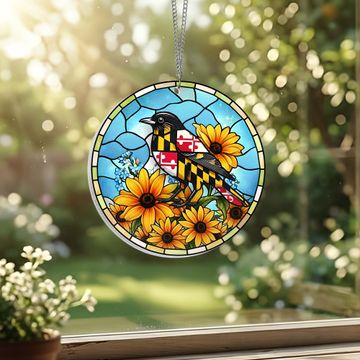 Discover Maryland Stained Glass Suncatcher, Baltimore Oriole Window Hanging