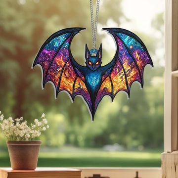 Discover Halloween Bat Suncatcher - Gothic Acrylic Window Hanging Ornament for Bat Lovers