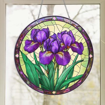 Discover Purple Iris Flower Suncatcher Acrylic Hanging Sign