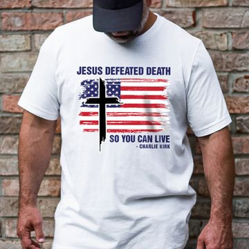 Discover Charlie Kirk Memorial T-shirt - Patriotic Christian Jesus Shirt