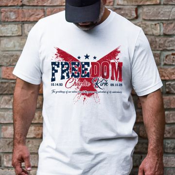 Discover American Freedom T-Shirt – Charlie Kirk USA Flag Patriotic Tee