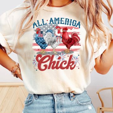 Discover Women T-Shirt - Chicken Tee, All America Chick T-Shirt, Farm Tee