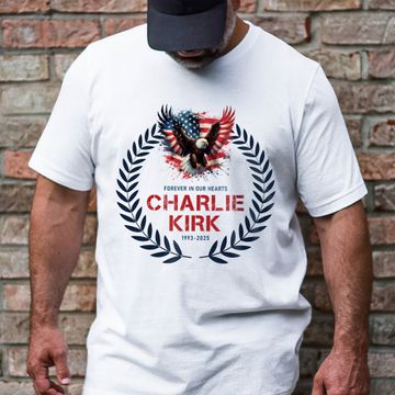 Discover Charlie Kirk Memorial T-Shirt – American Flag Bald Eagle Tribute Shirt