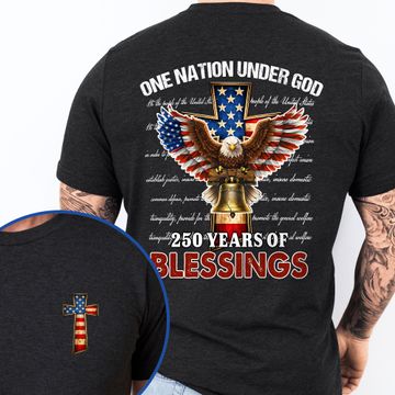 Discover Christian Patriotic T-Shirt, 250 Years of Blessings One Nation Under God Shirt