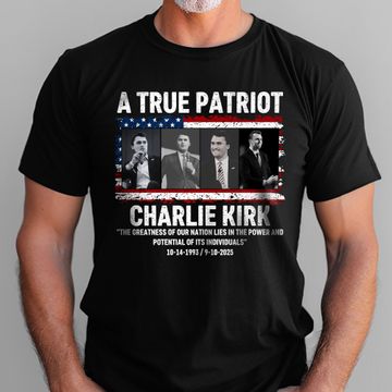 Discover Charlie Kirk Tribute T-Shirt - USA Flag Patriot Memorial Shirt