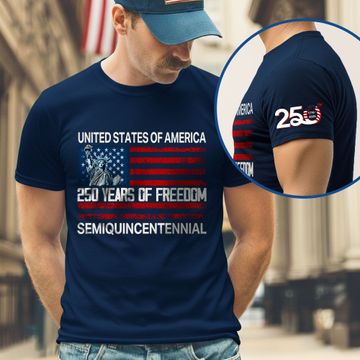 Discover USA 250 Years of Freedom T-Shirt | Semiquincentennial Patriotic Tee