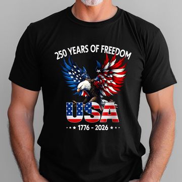 Discover 250 Years of Freedom USA T-Shirt | 1776–2026 Bald Eagle Patriotic Tee