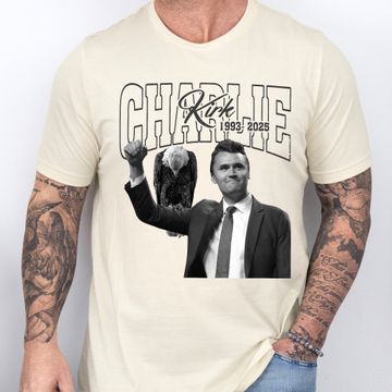 Discover RIP Charlie Kirk 1993 2025 Tribute T-Shirt - Bald Eagle Patriotic Shirt