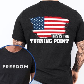 Discover Charlie Kirk Freedom T-shirt - This Is The Turning Point American Flag Shirt