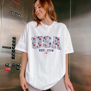 Discover Shirt for Women | Patriotic Red White Blue Shirt T-shirt for Independence Day