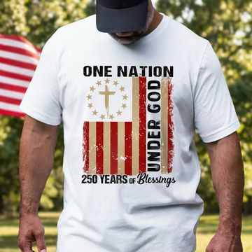 Discover One Nation Under God Christian T-shirt, 250 Years of Blessing 1776 2026 Patriotic Tee