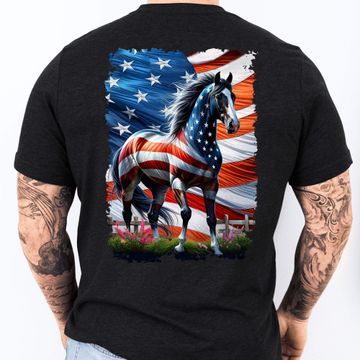 Discover Horse Wrapped In Glory. American Patriotic Horse T-Shirt