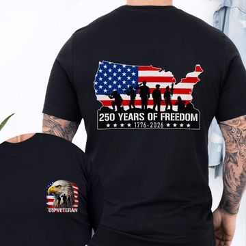 Discover US Veteran American 1776 2026 T-shirt, Patriotic 250 Years of Freedom Tee