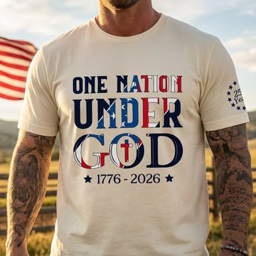 Discover Patriotic One Nation Under God T-Shirt, 250 Years of America 1776 2026 Tee