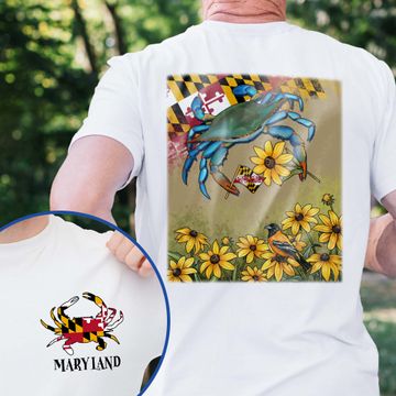 Discover Maryland State Crab and Black-eyed Susan Flower, Maryland T-Shirt