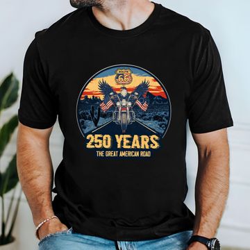 Discover 250 Years Route 66 Motor Patriotic T-Shirt | The Great American Road Tee