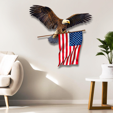 Discover Eagle With American Flag Hanging Metal Sign, Patriotic home and garden decor