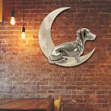 Discover Metal Dachshund On The Moon Hanging Metal Sign