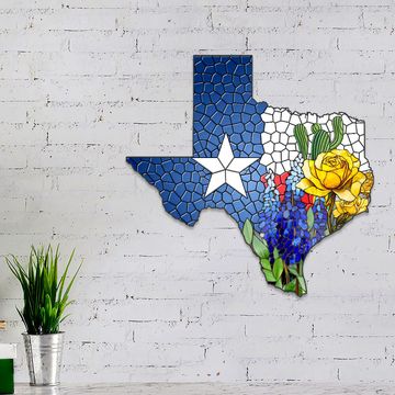 Discover Texas Bluebonnet and Yellow Rose of Texas Metal Sign