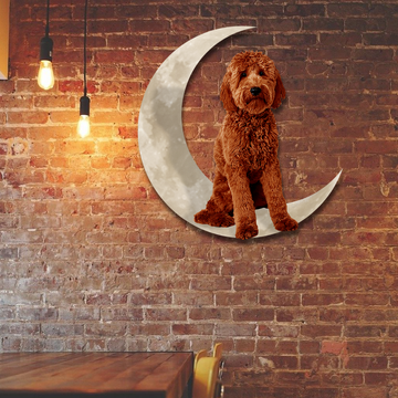 Discover Goldendoodle Dog And Moon Hanging Metal Sign QNK879MSv52