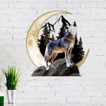 Discover Wolf Howling Moon Hanging Metal Sign THH3525MSv1