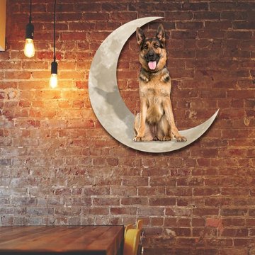 Discover German Shepherd With Brown Paws Dog And Moon, German Shepherd Hanging Metal Sign QNK879MSv7d