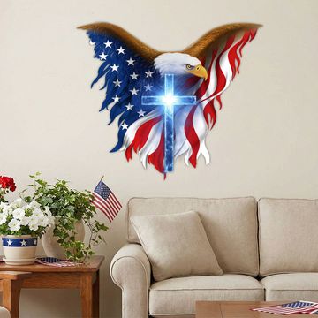 Discover Patriotic Christian Eagle Cross Hanging Metal Sign, 250 Years Wall Art Decor