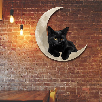 Discover Black Cat On The Moon Hanging Metal sign QNK1012MSa