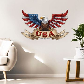 Discover 250 Years USA Eagle 1776 2026 Patriotic Independence Day Hanging Metal Sign