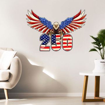 Discover 250th Anniversary Patriotic Eagle Hanging Metal Sign