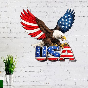 Discover American Patriotic Metal Sign with Bald Eagle USA Hanging Decor