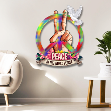 Discover Hippie Hanging Metal Sign Peace In The World Please