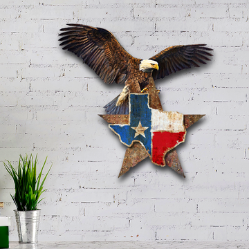 Discover Texas  Eagle Hanging Metal Sign