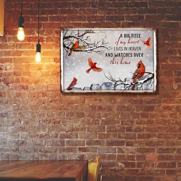 Discover Cardinal Hanging Metal Sign A Big Piece Of My Heart Lives In Heaven