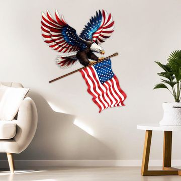 Discover Patriotic Eagle With American Flag Hanging Metal Sign