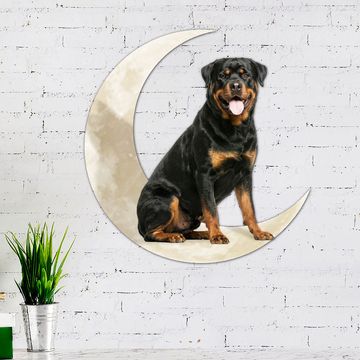 Discover Rottweiler Dog And Moon Hanging Metal Sign